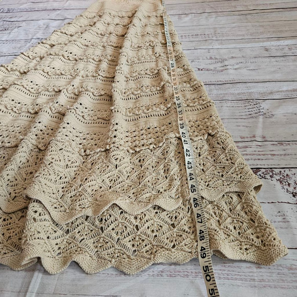 Y2K Moda International Halter Crochet Maxi Dress Beige Womens XL Cotton - Picture 2 of 5